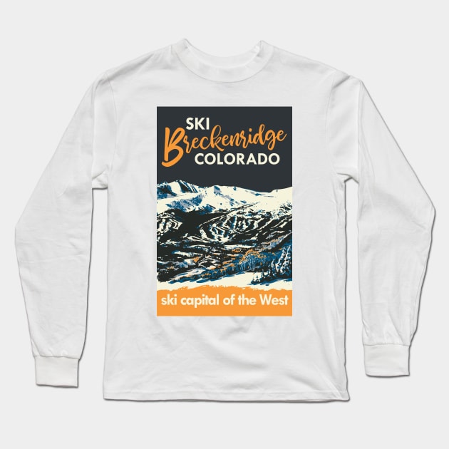 Yellow Breckenridge Vintage Ski Poster Long Sleeve T-Shirt by ROEDERcraft